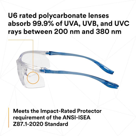 3M 11796-00000-20 Virtua Sport CCS Safety Glasses Clear Anti Fog Anti Scratch Clear Lens Blue Frame Cord Control System (7010340677)  - (20Pack) - 8