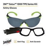 3M S1202SGAF-KT Solus 1000-Series Foam Strap, Green/Black, Grey Scotchgard Anti-fog Lens (7010341346)  - (20Pack) - 2