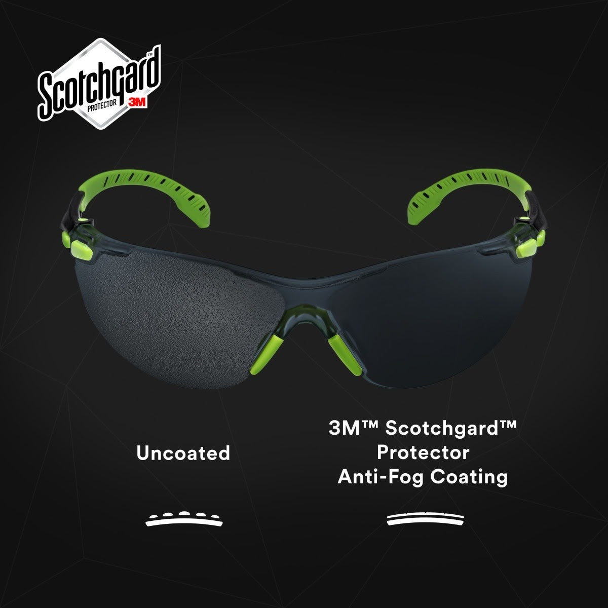 3M S1202SGAF-KT Solus 1000-Series Foam Strap, Green/Black, Grey Scotchgard Anti-fog Lens (7010341346)  - (20Pack) - 7
