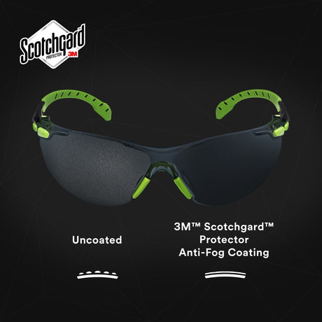 3M S1202SGAF-KT Solus 1000-Series Foam Strap, Green/Black, Grey Scotchgard Anti-fog Lens (7010341346)  - (20Pack) - 7