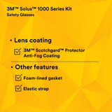 3M S1202SGAF-KT Solus 1000-Series Foam Strap, Green/Black, Grey Scotchgard Anti-fog Lens (7010341346)  - (20Pack) - 8