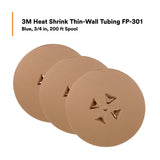 3M Heat Shrink Thin-Wall Tubing FP-301, Blue, 2 to 1 Shrink Ratio, Electrical Insulation, 3/4 in, 200 ft Spool (FP0.750BU200L) (7010349739)  - (3Pack) - 6