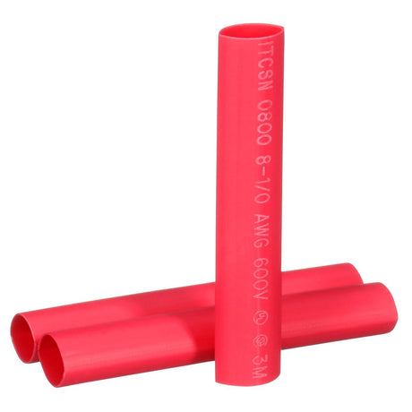 3M Heat Shrink Heavy Wall Cable Sleeve ITCSN-0800, Adhesive Lined Polyolefin, Red, 0.8 in ID, 6 in, 3 Sleeves per Pack (IT0.800RD6P) (7010350257)  - (12Pack) - 2