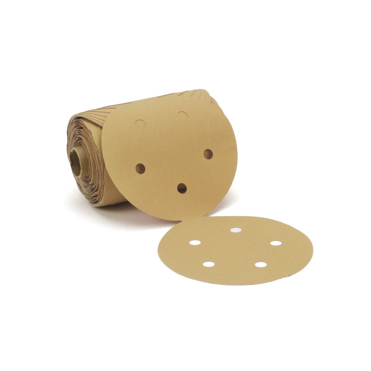3M 216U Stikit Gold Paper Disc Roll, PSA, Aluminum Oxide P100, Gold, 5 in, 5 Hole (7010360069) (1250 Pack)