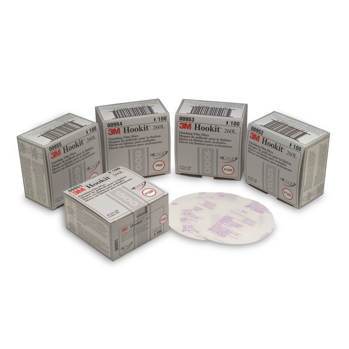 3M 260L 01134 Hookit Red Finishing Film Abrasive Disc, Dust Free, P1200, Red, 6 in (7010362805) (1000 Pack) - 3