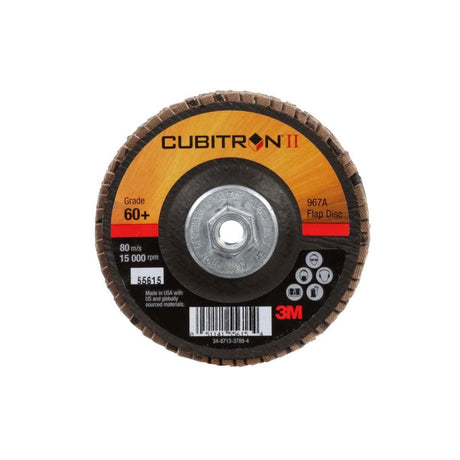 3M 967A Cubitron II Flap Disc , 60+, T29 Quick Change, 4 in x 3/8"-24, Medium Pressure Applications, Light Deburring, Scale Removal, Oxide Removal, Surface Prep (7010363293) (250 Pack)