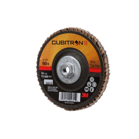 3M 967A Cubitron II Flap Disc , 60+, T29 Quick Change, 4 in x 3/8"-24, Medium Pressure Applications, Light Deburring, Scale Removal, Oxide Removal, Surface Prep (7010363293) (250 Pack) - 4