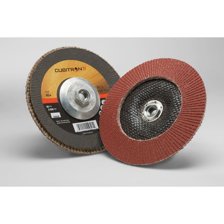 3M 967A Cubitron II Flap Disc, T29 Quick Change, Precision Shaped Ceramic 40+, Maroon, 7 in x 5/8 in-11 (7010363298) (5 Pack) - 4