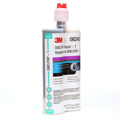 3M 08243 SMC/Fiberglass Repair Adhesive-1, Black, 200 mL Cartridge, Two-Part Urethane or Two-Part Epoxy Adhesive for Auto Repair Jobs (7010364212)  - (6Pack)