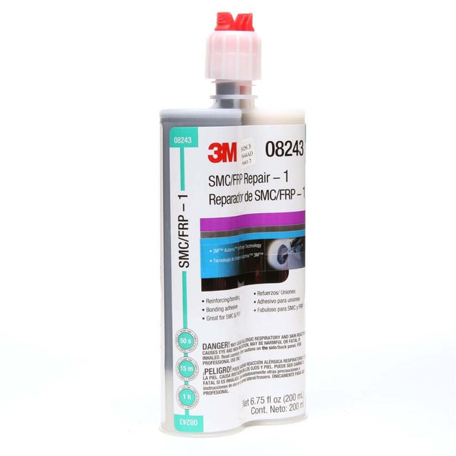 3M 08243 SMC/Fiberglass Repair Adhesive-1, Black, 200 mL Cartridge, Two-Part Urethane or Two-Part Epoxy Adhesive for Auto Repair Jobs (7010364212)  - (6Pack)