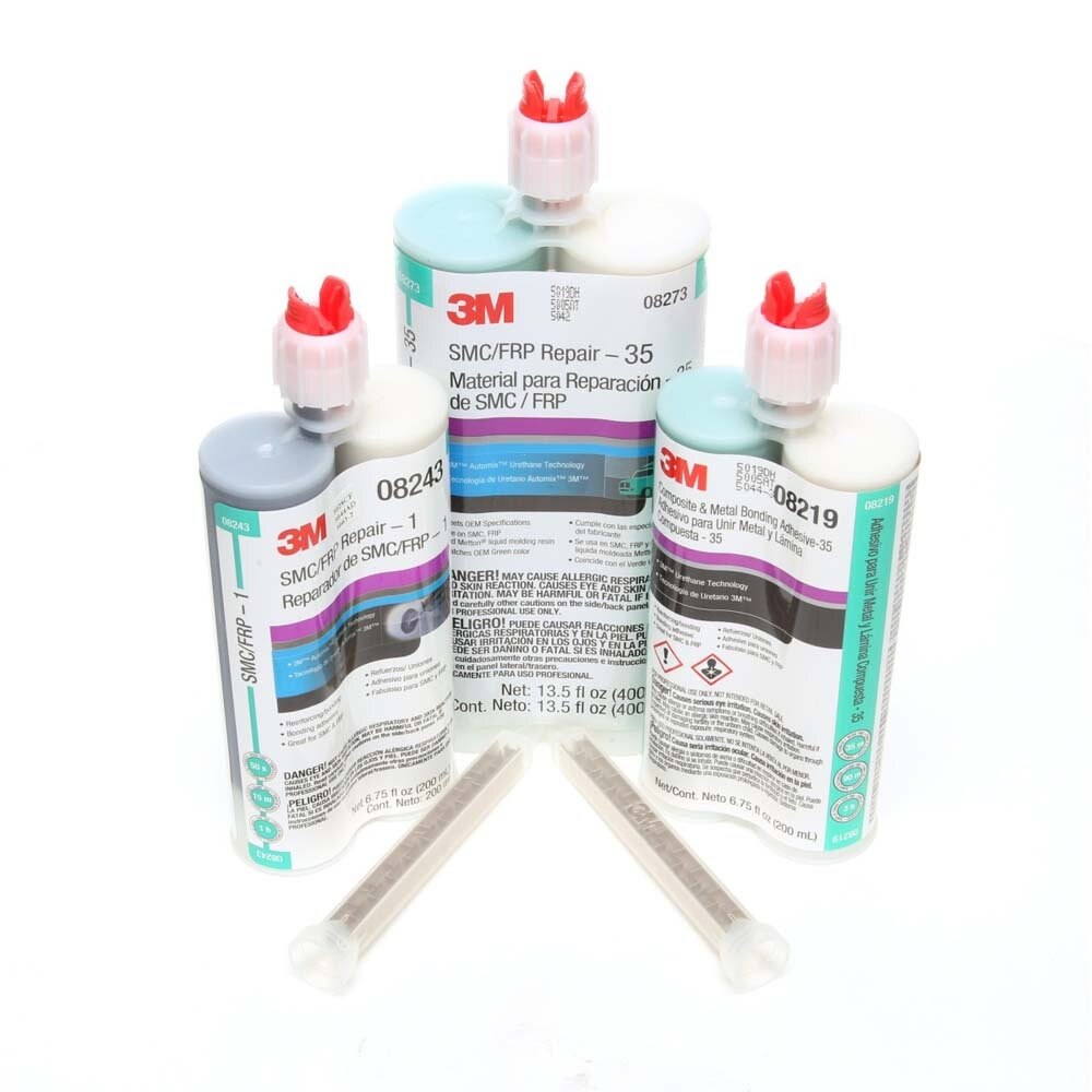 3M 08243 SMC/Fiberglass Repair Adhesive-1, Black, 200 mL Cartridge, Two-Part Urethane or Two-Part Epoxy Adhesive for Auto Repair Jobs (7010364212)  - (6Pack) - 3
