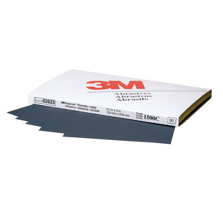 3M 434Q 02623 Abrasive Sheet, Silicon Carbide 1500 Grit Heavy Duty Black, 5-1/2 in x 9 in (7010364422) (250 Pack)