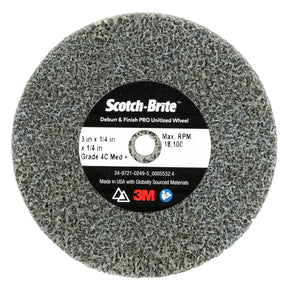 3M DP-UW Scotch-Brite Deburr & Finish PRO Unitized Wheel, 4C Medium+, 3 in x 1/4 in x 1/4 in (7010365693) (40 Pack)