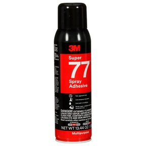 3M 77 Multipurpose Spray Adhesive, Clear, 16 fl oz Can, Net Wt 13.44 oz, bonds Paper Cardboard Fabric Plastic Metal Wood (7010366503)