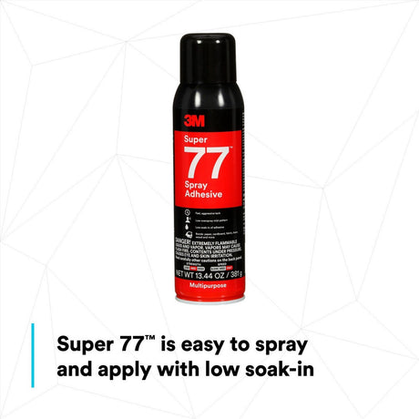 3M 77 Multipurpose Spray Adhesive, Clear, 16 fl oz Can, Net Wt 13.44 oz, bonds Paper Cardboard Fabric Plastic Metal Wood (7010366503) - 5