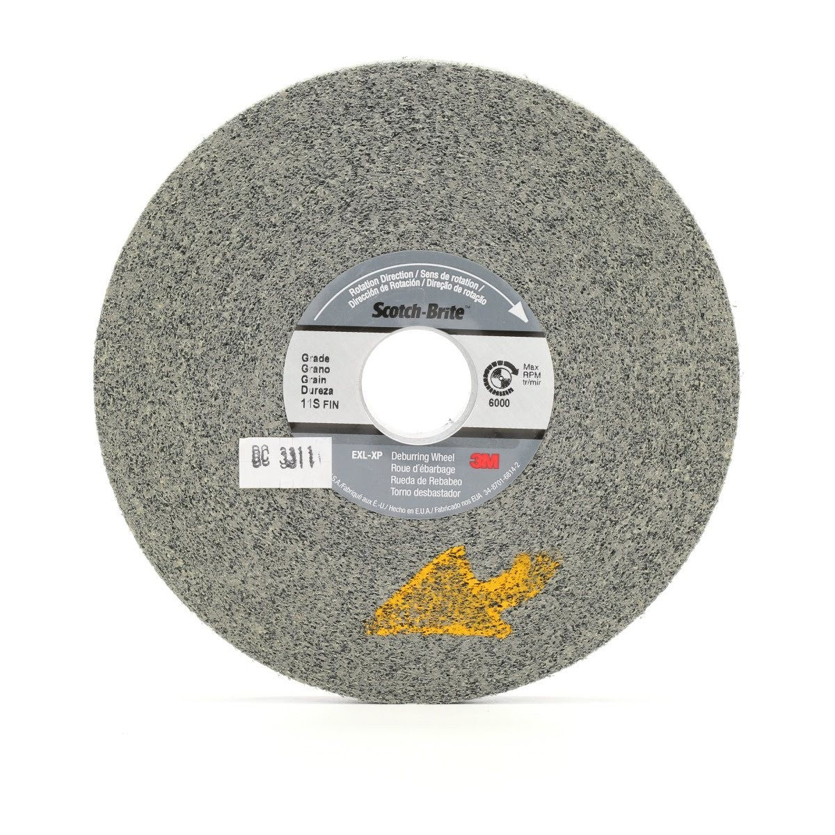 3M XP-WL Scotch-Brite EXL-XP Deburring Wheel, 10S Fine, Gray, 6 in x 1/2 in x 1 in (7010366799) (4 Pack)