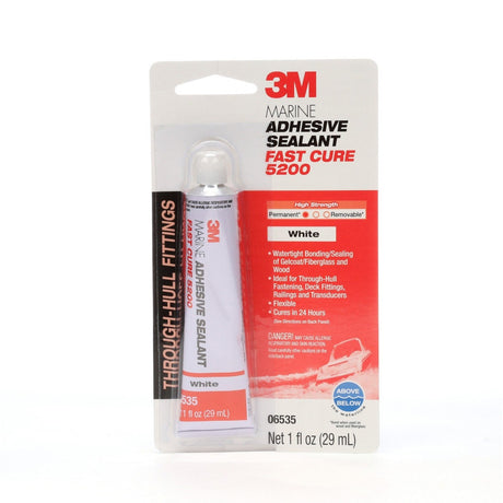 3M 5200FC 6535 Marine Adhesive Sealant Fast Cure, White, 1 fl oz Tube for Boats and RVs Above and Below Waterline (7010367674)