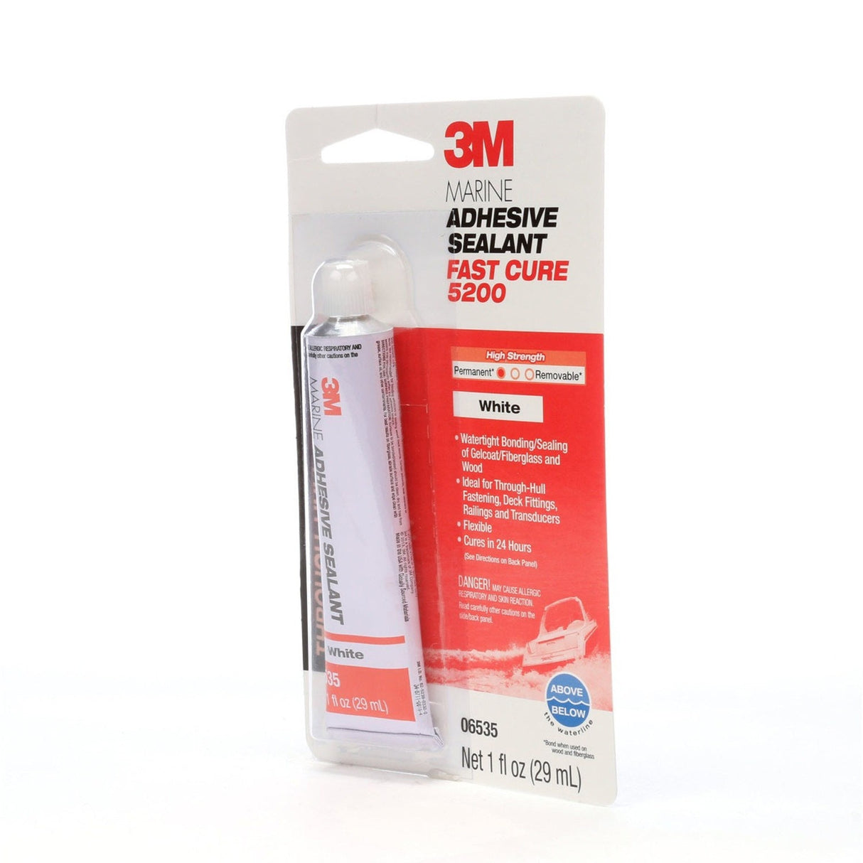 3M 5200FC 6535 Marine Adhesive Sealant Fast Cure, White, 1 fl oz Tube for Boats and RVs Above and Below Waterline (7010367674) - 2