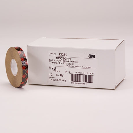 3M 976 Scotch ATG Adhesive Transfer Tape, Clear, 1/4 in x 60 yd, 2 mil (7010373105) (72 Pack) - 2