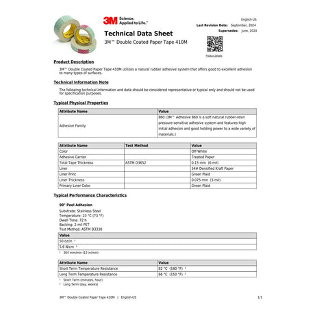 3M 410M Double Coated Paper Tape, Natural, 1 in x 10 yd, 5 mil (7010373939)  - (36Pack) - 8