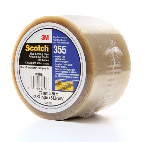 3M 355 Scotch Box Sealing Tape, Clear, 72 mm x 50 m, High Performance (51115687518) (7010374956)  - (24Pack) - 4