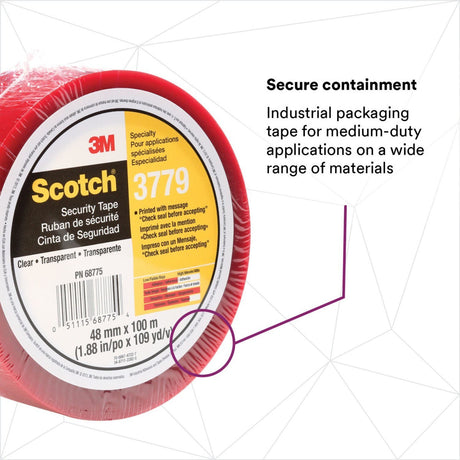3M 3779 Scotch Security Message Box Sealing Tape, Clear, 48 mm x 100 m (68775) (7010374964)  - (36Pack) - 2