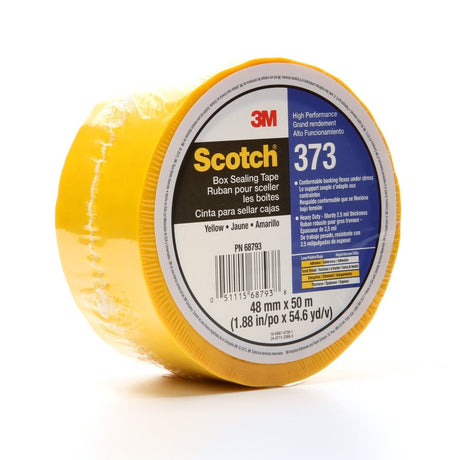 3M 373 Scotch Box Sealing Tape, Yellow, 48 mm x 50 m, Individually Wrapped (7010374969)  - (36Pack) - 2