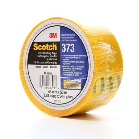 3M 373 Scotch Box Sealing Tape, Yellow, 48 mm x 50 m, Individually Wrapped (7010374969)  - (36Pack) - 3