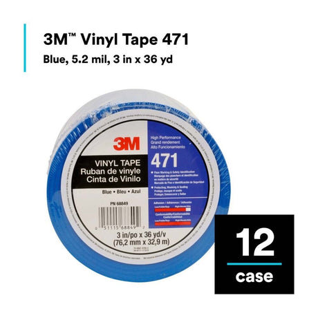 3M 471 471 IW Vinyl Tape , Blue, Paint Alternative for Floor Marking, Social Distancing, Color Coding, Safety Marking (7010375087)  - (12Pack) - 4