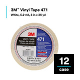 3M 471 471 IW Vinyl Tape, White, 3 in x 36 yd, 5.2 mil, Individually Wrapped Conveniently Packaged (7010375095)  - (12Pack) - 4