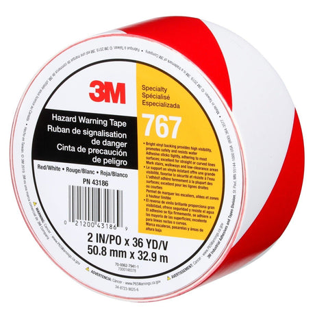 3M Safety Stripe Vinyl Tape, Red White, 2 in x 36 yd, 5 mil (767) (7010375766)  - (12Pack) - 9