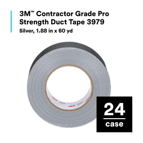 3M Contractor Grade Pro Strength Duct Tape, Silver, 1.88 in x 60 yd (3979) (7010375912)  - (24Pack) - 10