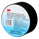 3M 764 Black General Purpose Vinyl Tape, 3 in x 36 yd, 5 mil (7010376163)  - (540Pack) - 9
