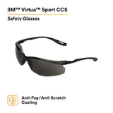 3M 11798-00000-20 Virtua Sport CCS Protective Eyewear Corded Control System, Gray Anti-Fog Lens (7010384246)  - (20Pack) - 2