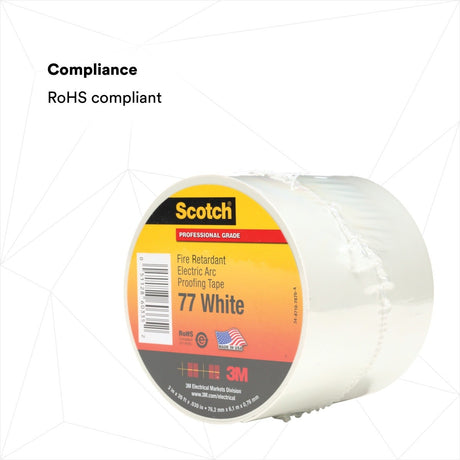 3M 77W-3X20FT Scotch Fire-Retardant Electric Arc Proofing Tape 77W, White Gray, 3 in x 20 ft (7010399034)  - (10Pack) - 4