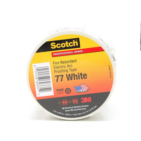 3M 77W-3X20FT Scotch Fire-Retardant Electric Arc Proofing Tape 77W, White Gray, 3 in x 20 ft (7010399034)  - (10Pack) - 7