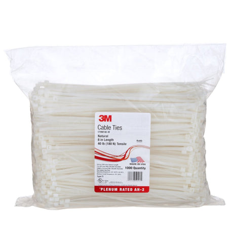 3M CT8NT40-M Standard Nylon Cable Tie, Natural Beige, 8-29/32 in, 40 lb Tensile, Plenum Rated AH-2 (7010400105) (100000 Pack) - 4
