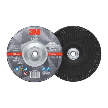3M 87448 Silver Depressed Center Grinding Wheel, 36+, T27 Quick Change, 7 in x 1/4 in x 5/8 in-11 (7010412150) (20 Pack) - 2