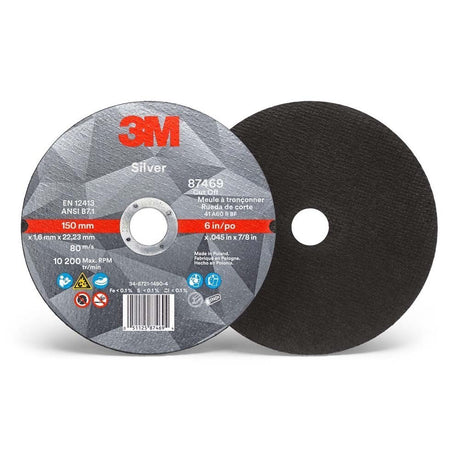 3M 87469 Silver Cut-Off Wheel, 36+, T1, 6 in x 0.045 in x 7/8 in (7010412152) (50 Pack) - 2