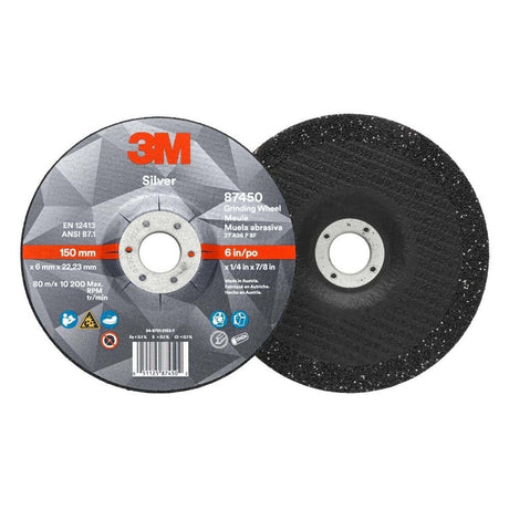 3M 87450 Silver Depressed Center Grinding Wheel 36+ T27 6 in x 1/4 in x 7/8 in (7010414997) (10 Pack)