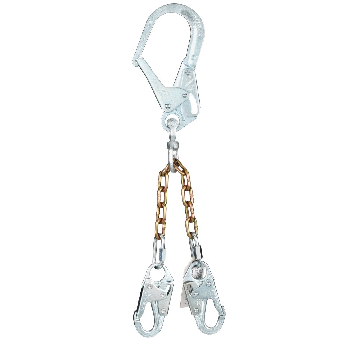 3M 1350150 PROTECTA Swiveling Chain Rebar Positioning Lanyard, Steel Chain, Silver, 2 ft, 310 lb Capacity, Two Snap Hooks, One Rebar Hook (7012817413)