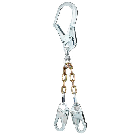 3M 1350150 PROTECTA Swiveling Chain Rebar Positioning Lanyard, Steel Chain, Silver, 2 ft, 310 lb Capacity, Two Snap Hooks, One Rebar Hook (7012817413) - 3