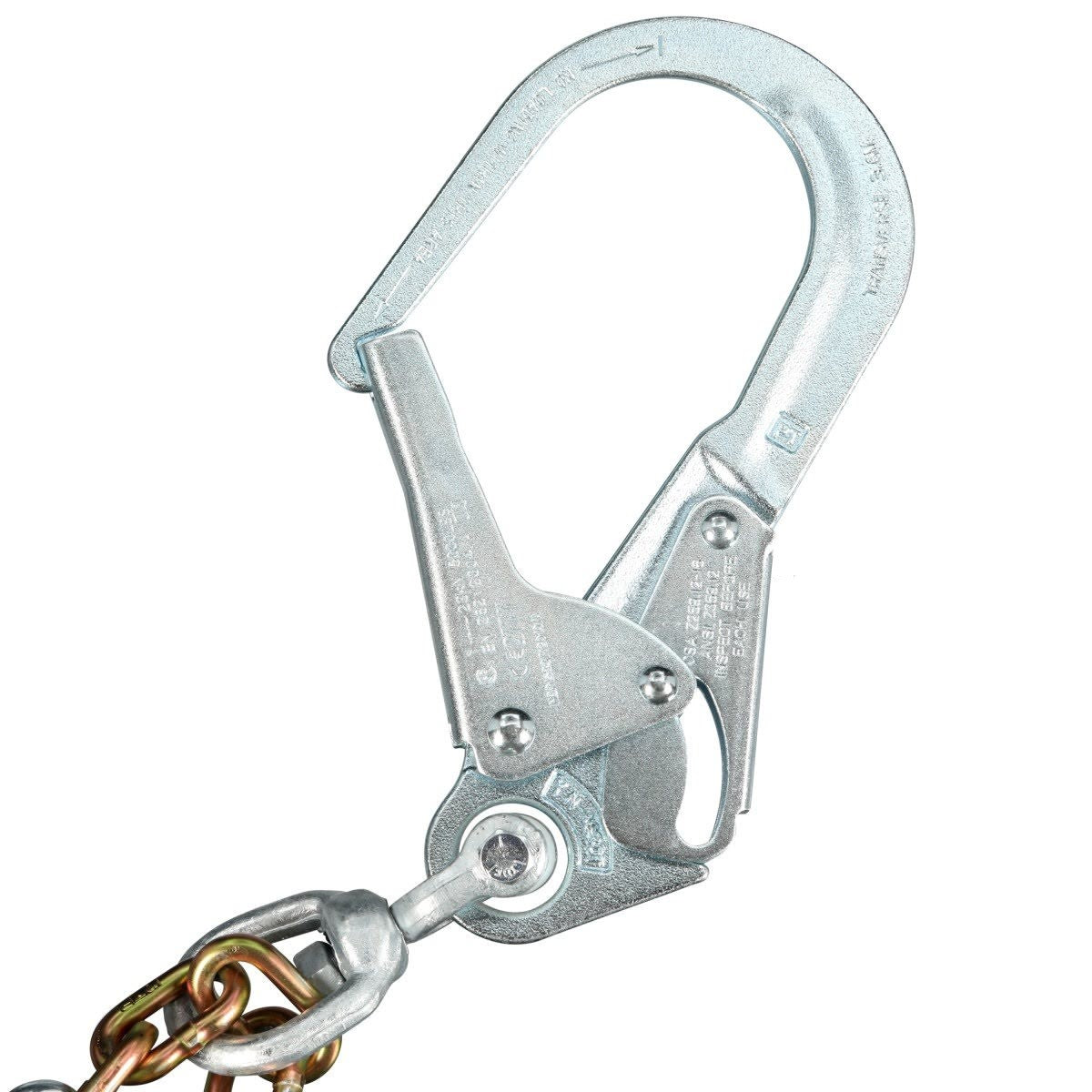 3M 1350150 PROTECTA Swiveling Chain Rebar Positioning Lanyard, Steel Chain, Silver, 2 ft, 310 lb Capacity, Two Snap Hooks, One Rebar Hook (7012817413) - 5