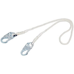 3M 1385501 PROTECTA Rope Restraint Lanyard, Nylon Rope, White, 6 ft, 2 Snap Hooks, 310 lb Capacity (7012817430)
