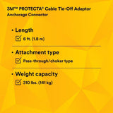 3M 2100193 Protecta Pass-Thru Cable Tie-Off Adapter Anchor, Galvanized Steel, 6 ft (7012818264) - 8