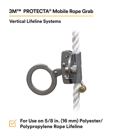 3M 5000003 Protecta Mobile Rope Grab, Fits 5/8 in Rope (7012819598) - 2