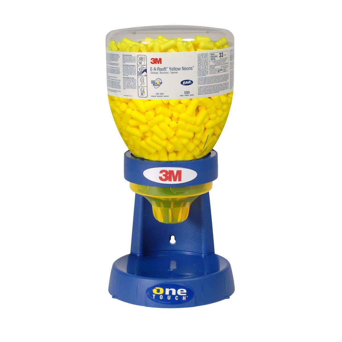 3M 391-1005 E-A-R Yellow Foam Disposable Earplugs Refill Bottle, Uncorded, NRR 33 dB, Large (7100001858) (1600 Pack) - 7
