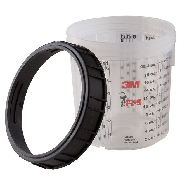 3M 16001 PPS Cup and Collar Set, Original Series, Standard, Transparent, 22 fl oz (7100003286) (8 Pack)