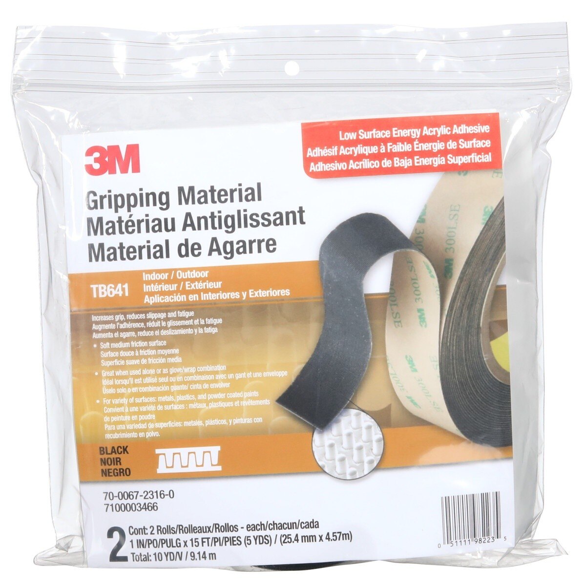 3M TB641 Gripping Material, Black, 1 in x 15 ft, Bag (7100003466) (2 Pack) - 10