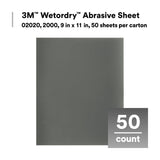 3M 401Q 02020 Wetordry Abrasive Sheet, 2000 Grit, Black, 9 in x 11 in (7100003690) (250 Pack) - 10